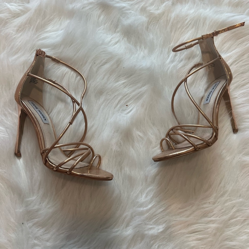 Steve Madden Gold Strappy Heels 7.5